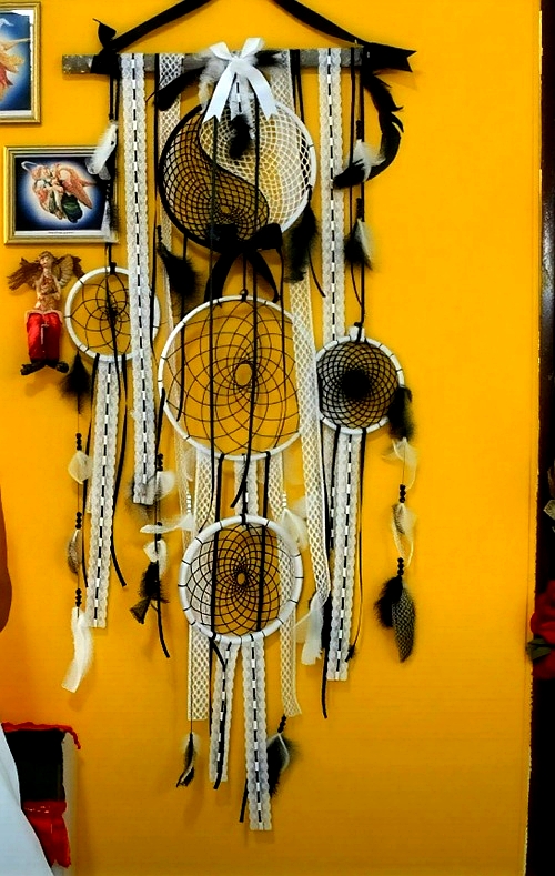 Feathered Yin Yang Dreamcatcher