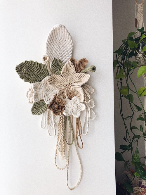 Macrame Flower Wall Hanging Boho Macrame Tapestry