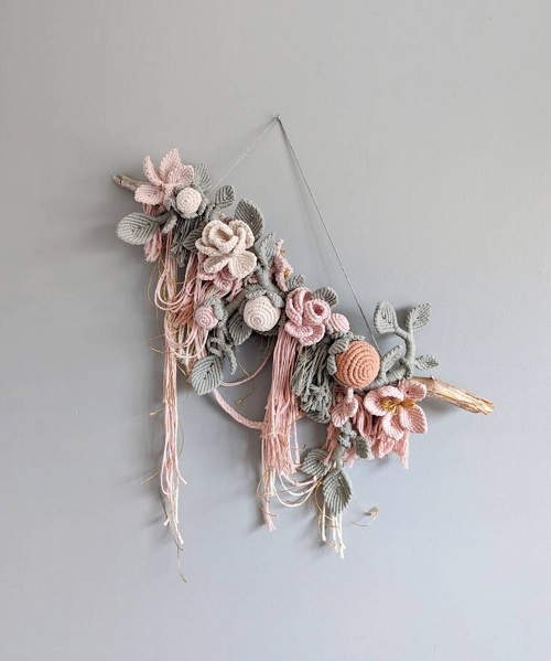 Macrame Sculptural Floral Bohemian Wall Hanging