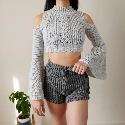 Cable Stitch Cold Shoulder Sweater