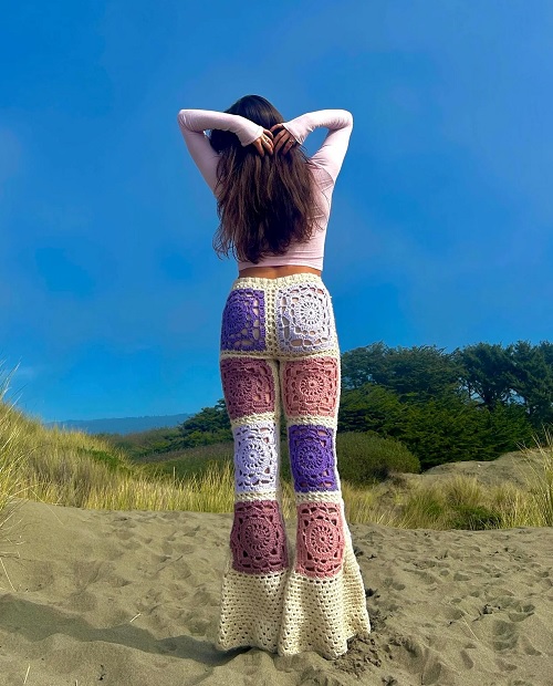 Crochet granny sqaure Bell Bottom Pants