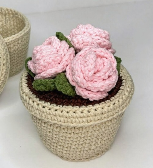 Crochet Flower Pot Basket