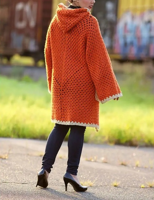 Hexagonal Granny Hooded Cardigan