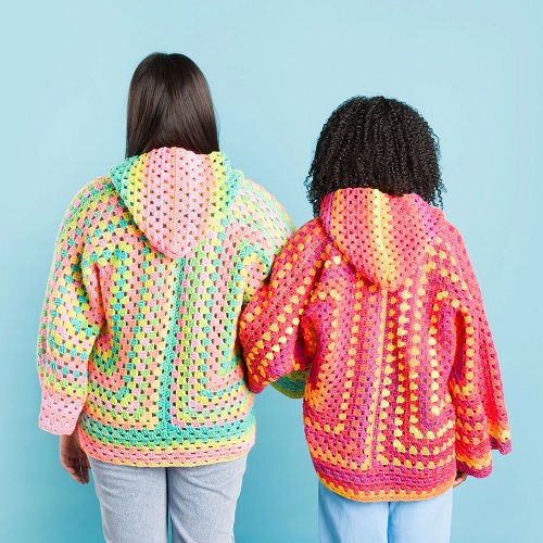 Crochet Long Hooded Hexi Cardi