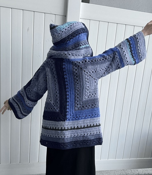 Crochet Hooded Hexagon Cardigan