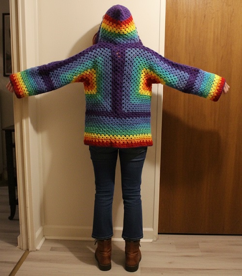 Hexagonal Hooded Cardigan