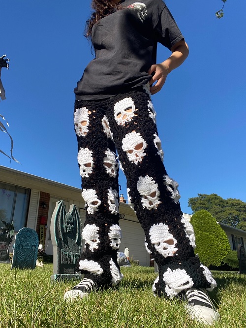 Handmade Crochet Skull Pants