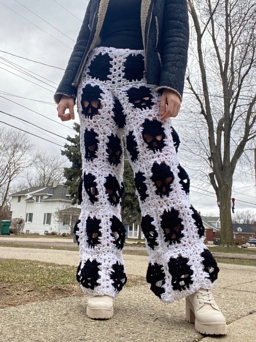 Crochet Skull Granny Square Pants