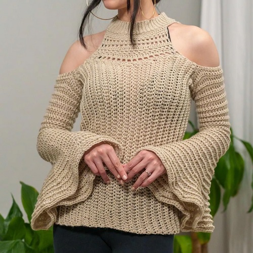 Cold Shoulder Bell Sleeve Top