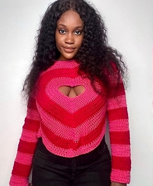 Crochet Heart Cutout Top