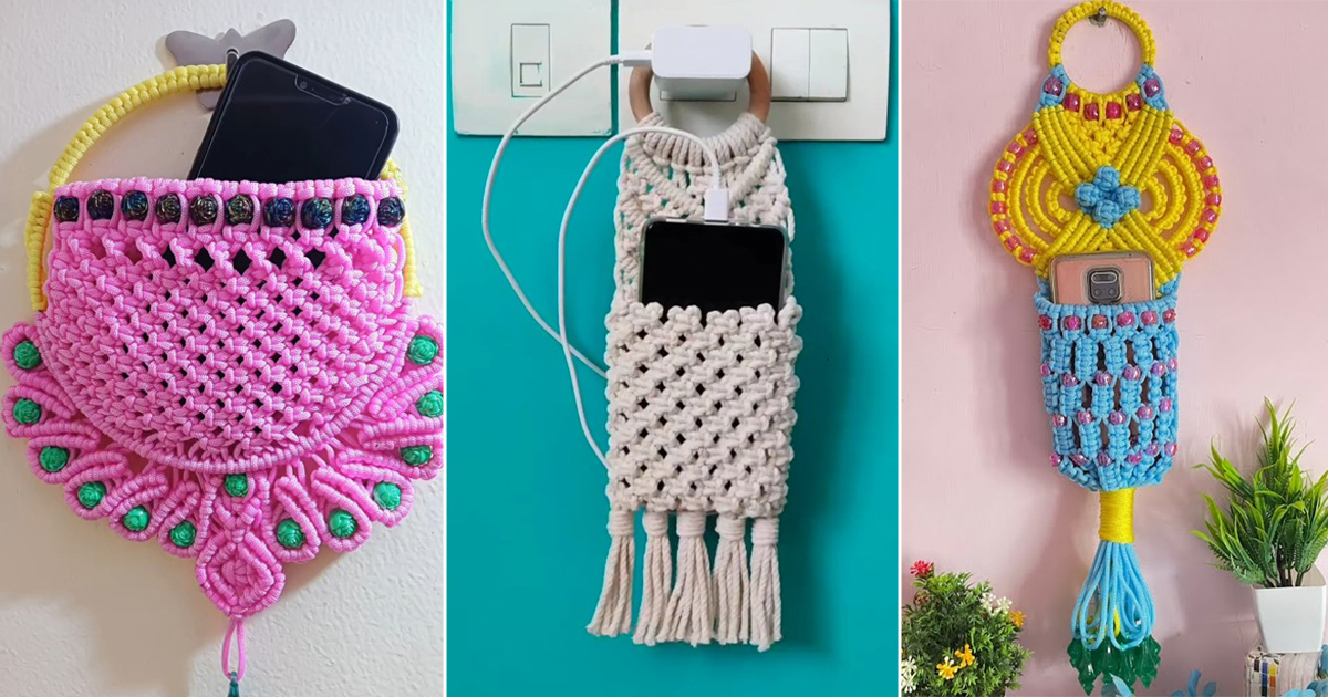 8 Macrame Phone Holder Free Patterns - Hello Lidy