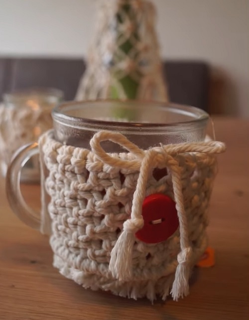 Macrame cup warmer