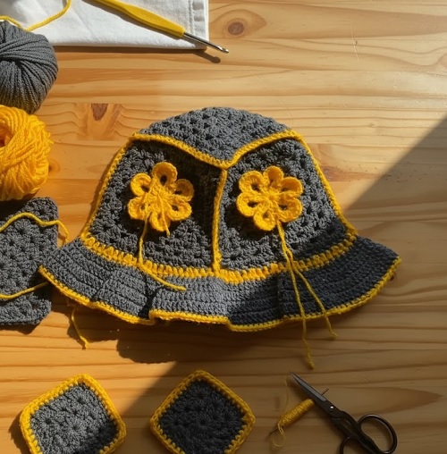Crochet Flower Bucket Hat