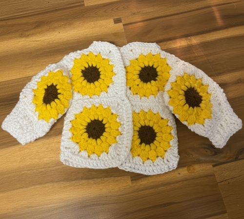Baby Cardigan with Large Sunflowers