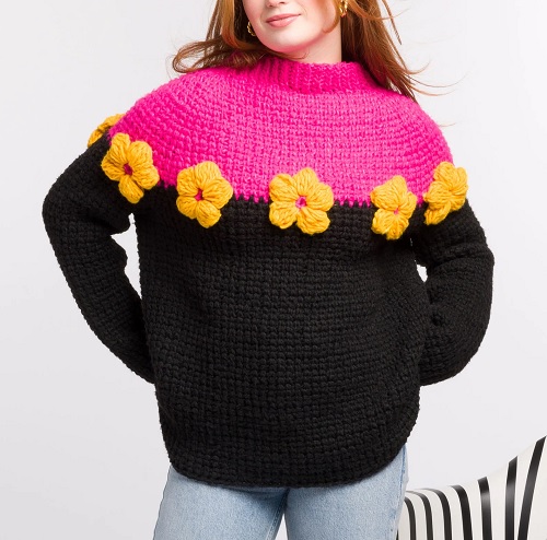 Crochet Daisy Ring Sweater