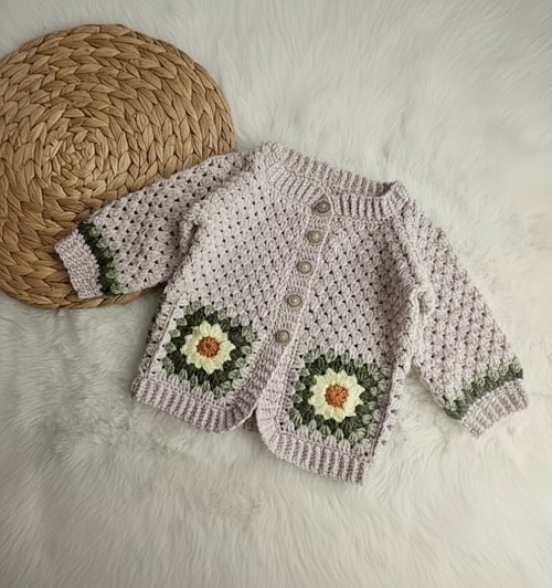Crochet Sunflower Baby Cardigan Free Patterns