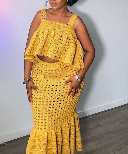 Crochet top and skirt