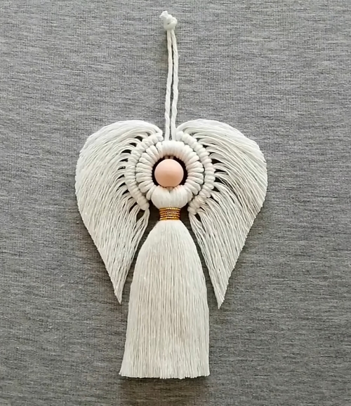 DIY Macrame Angel with Fringed Wings