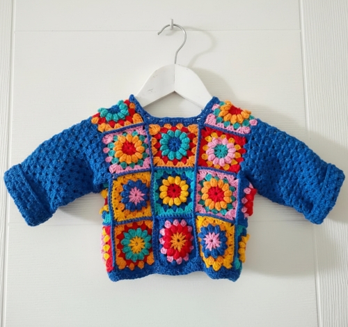 Sunflower Granny Square Baby Cardigan