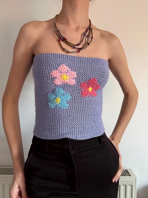 Flower Laced Crochet Corset Top