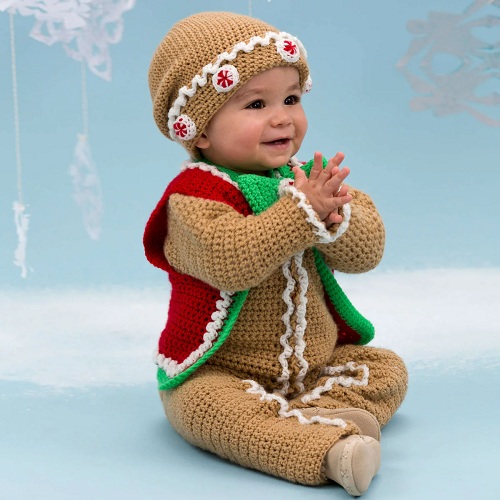Free Crochet Gingerbread Baby Set Pattern