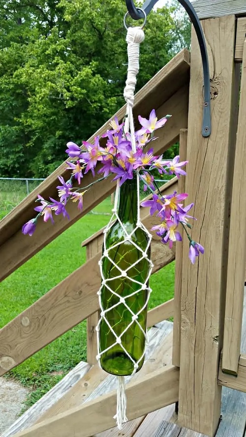 Macrame wine bottle hanger free patterns 4