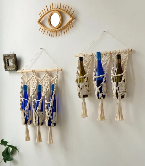 Macrame wine bottle hanger free patterns 8
