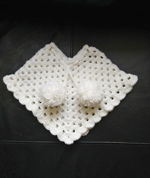 Newborn Granny Poncho Free Crochet Pattern
