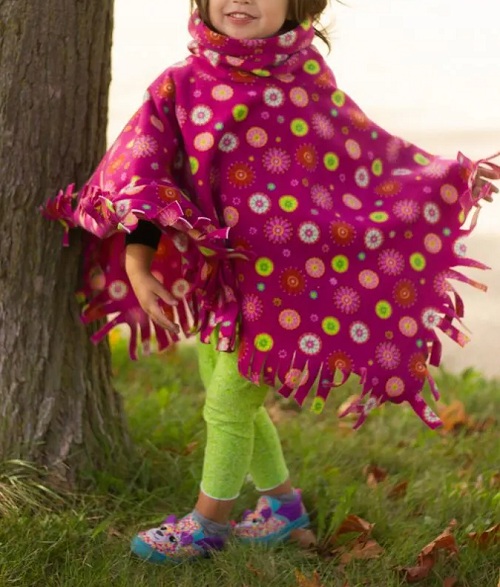 Easy Fleece Poncho Pattern for Kids