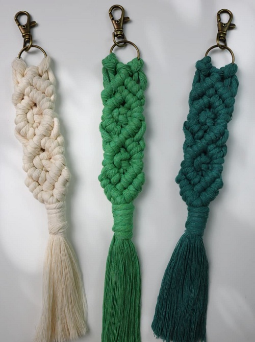 DIY Macrame Diamond Keychain