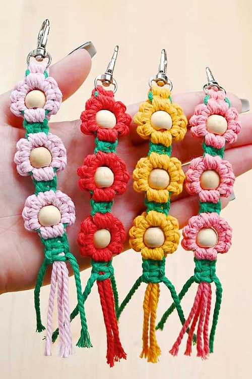 Macrame Flower Keychain