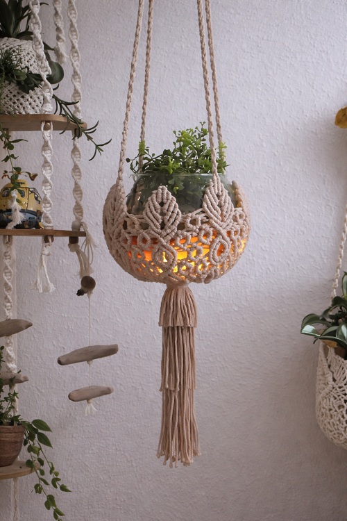 DIY Macrame Leaf Plant Hanger / Lantern