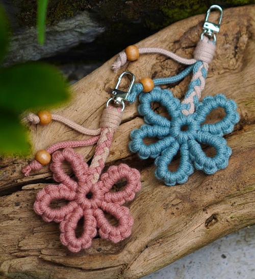 Version 2 - Macrame Flower Keychain For Beginner | Free Pattern Step by Step Tutorial by LIT Decor
