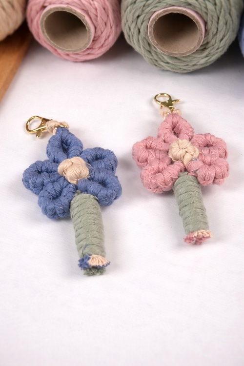 DIY Macrame Flower Keychain Tutorial
