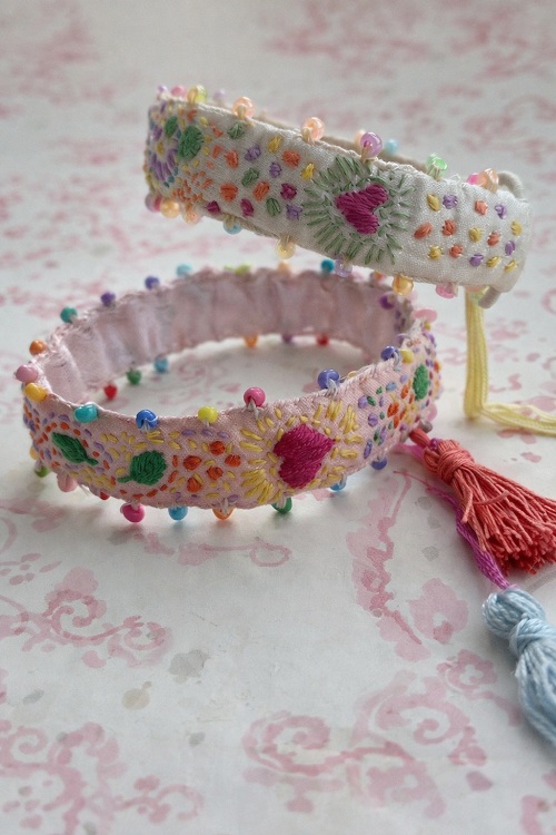 Boho silk embroidered bracelet Part 2