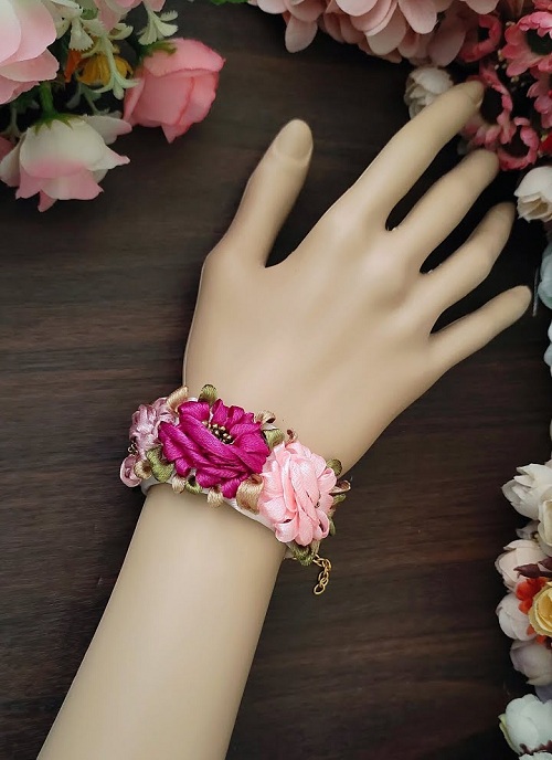3D Embroidered Bracelet - Floral Embroidery Cuff Bracelet - Product To Sell - Gift Idea