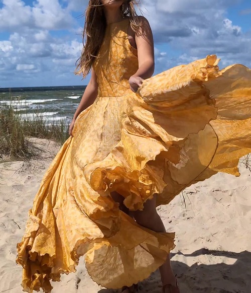 High-Slit Ruffle Organza Prom Dress Free Sewing Patterns 3