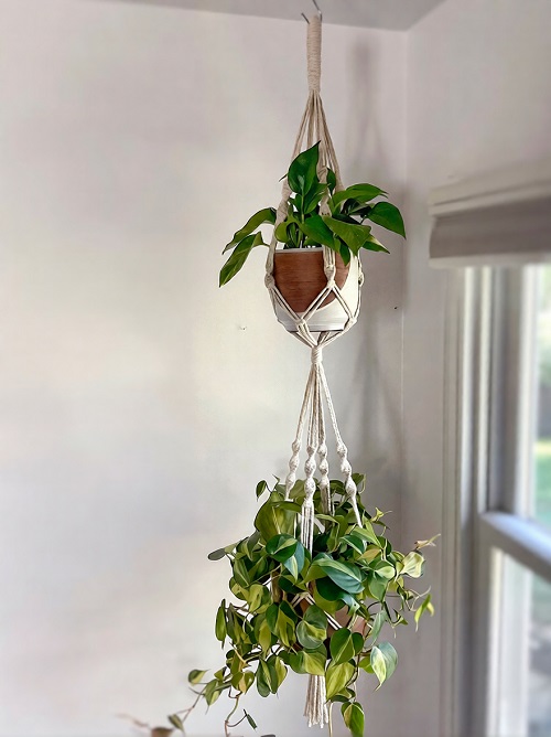 Handmade 2-Tier Macrame Plant Hanger: Boho Hanging Planter