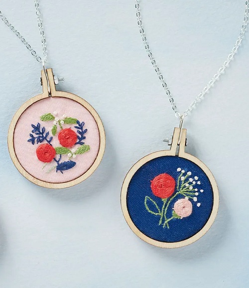 Stitch your own jewellery: make our DIY embroidered pendant