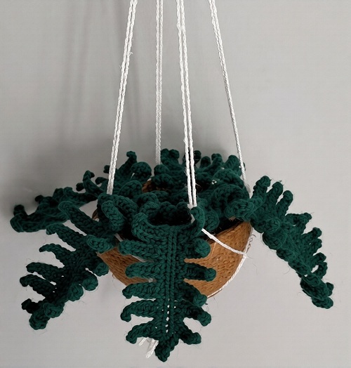 crochet hanging Fern Plant || crochet artificial leaf plant || how to make Fern step by step