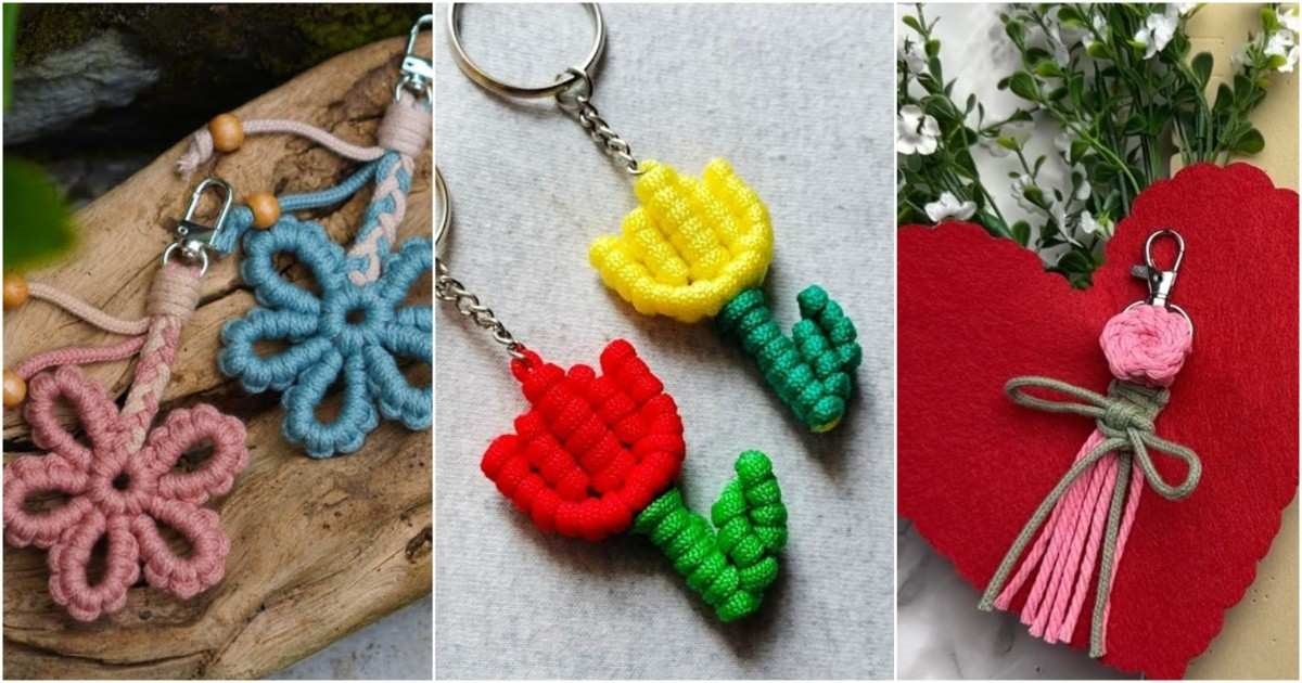 9 Macrame Flower Keychain Free Patterns - Hello Lidy