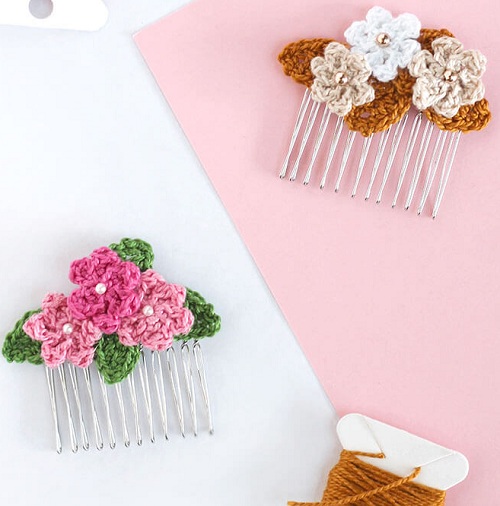 Crochet Flower Hair Combs