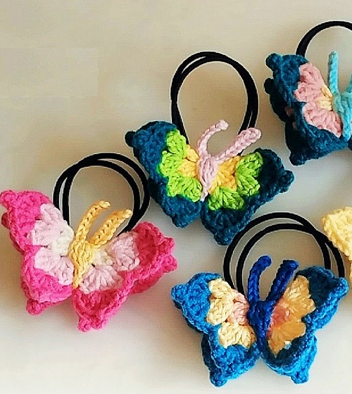 crochet Butterfly hair Tie