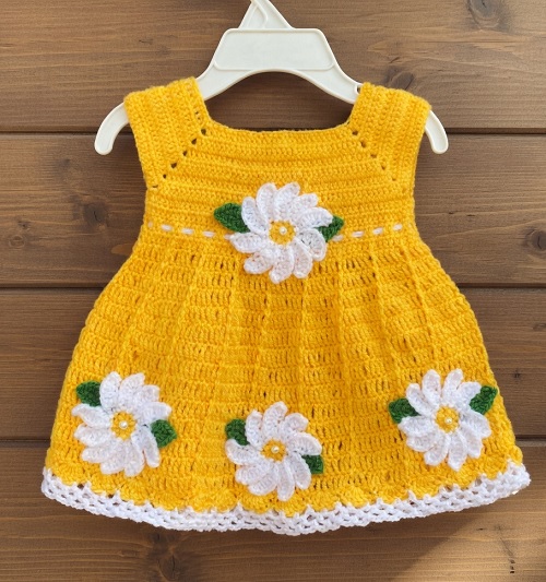 How to Crochet a 🌺Daisy 🌸Baby Dress from 0 to 12 months step by step/Crochet Baby Dress