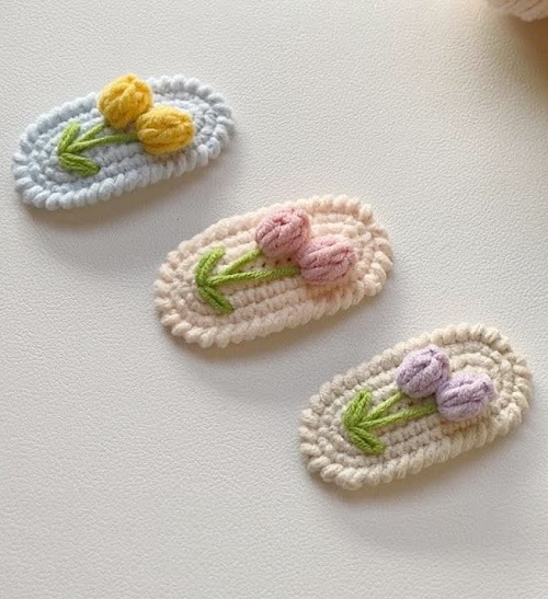Tulip 🌷Hairclip Crochet |How to DIY Hair Accessories |Easy Crochet Tutorial|Beautiful Hairpin