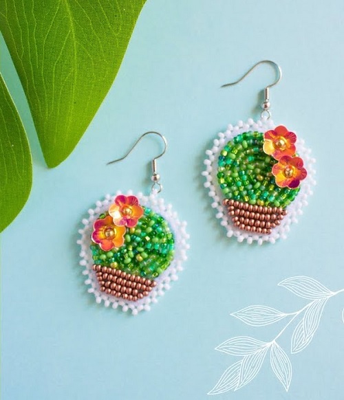 Beginner Bead Embroidery Earrings