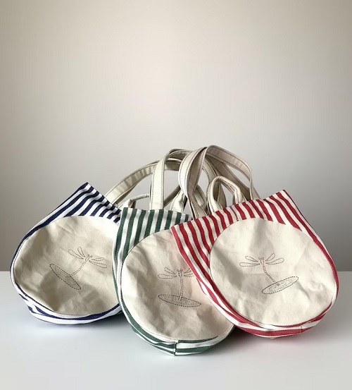 Sashiko embroidered handmade canvas bag
