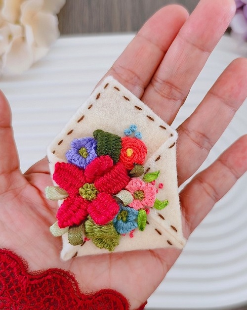 Mini Envelope Floral Brooch