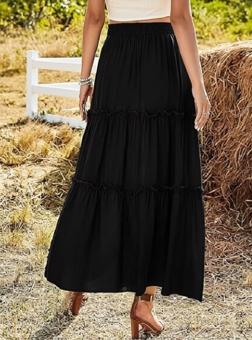Maxi Tiered Skirt with Slit