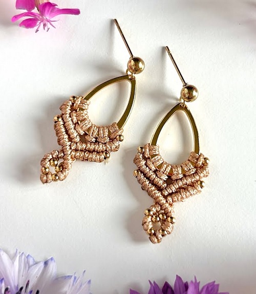DIY Micro Macrame Small Earrings with Beads